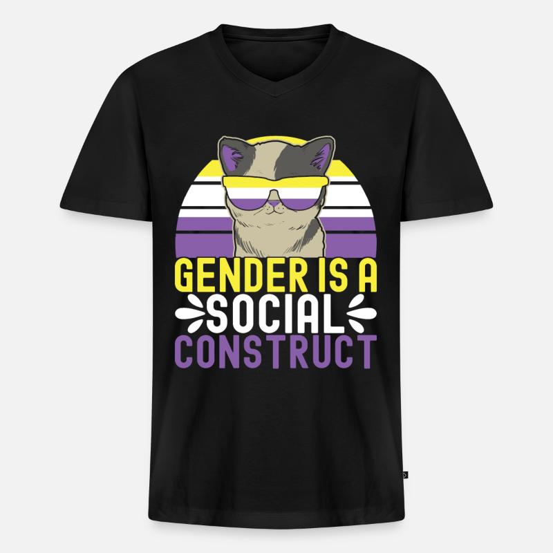 Non Binary Pride Genderqueer - Männer Premium Bio T-Shirt mit V-Ausschnitt - Schwarz