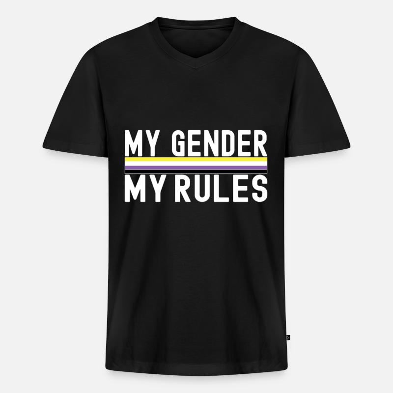 Non Binary Pride Genderqueer - Männer Premium Bio T-Shirt mit V-Ausschnitt - Schwarz