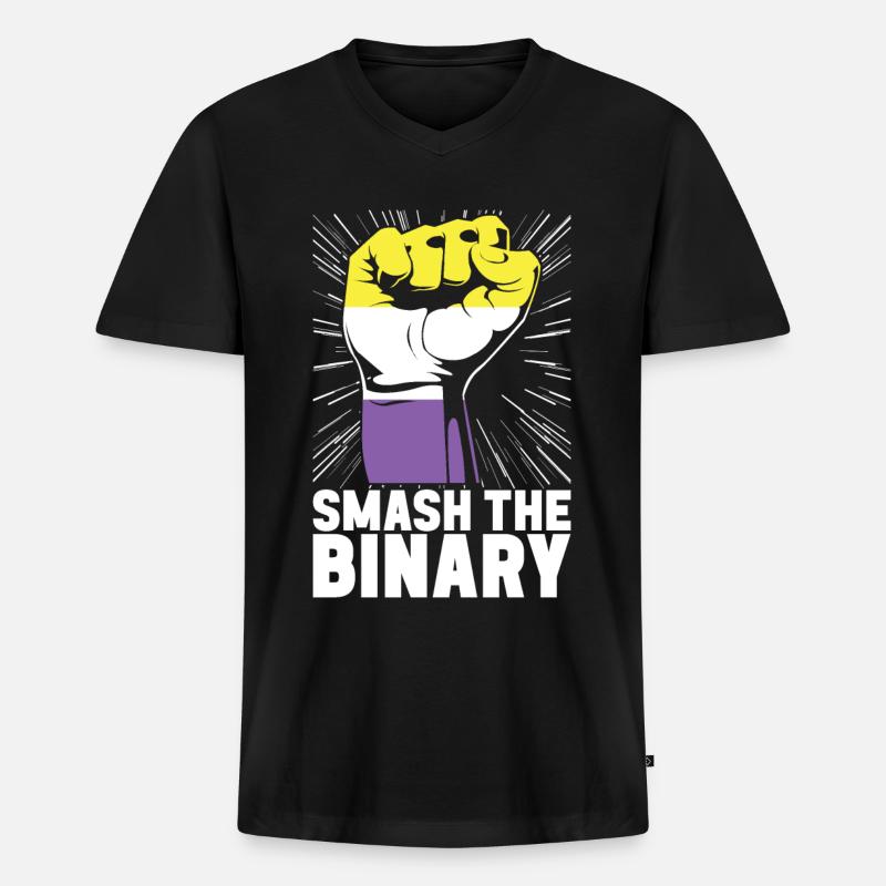 Non Binary Pride Genderqueer - Männer Premium Bio T-Shirt mit V-Ausschnitt - Schwarz