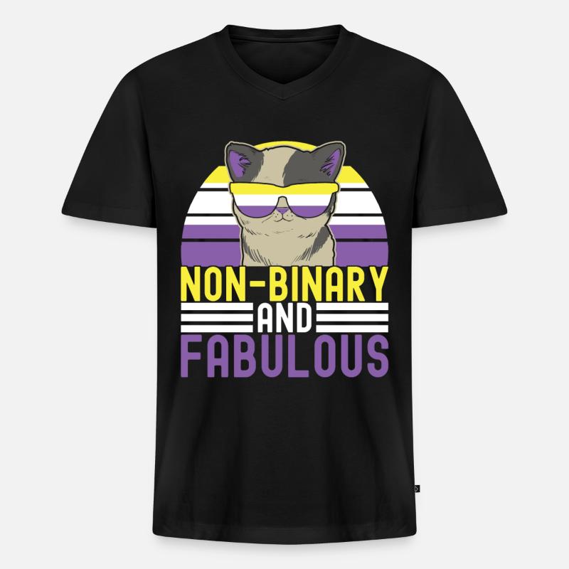 Non Binary Pride Genderqueer - Männer Premium Bio T-Shirt mit V-Ausschnitt - Schwarz