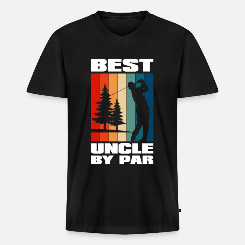 Uncle By Par - Männer Premium Bio T-Shirt mit V-Ausschnitt - Schwarz