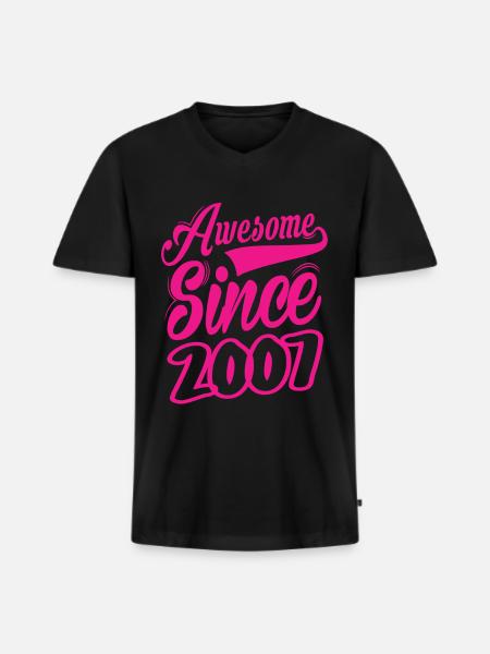 Awesome Since 2007 - Men's Premium Organic T-shirt with V-neck - black