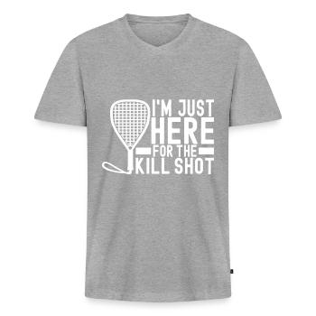 Joueur de racquetball - T-shirt encolure en V Premium bio Homme - gris chiné - Devant