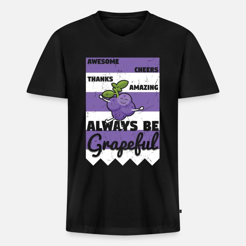 Awesome Cheers Always Be Grapeful - Männer Premium Bio T-Shirt mit V-Ausschnitt - Schwarz