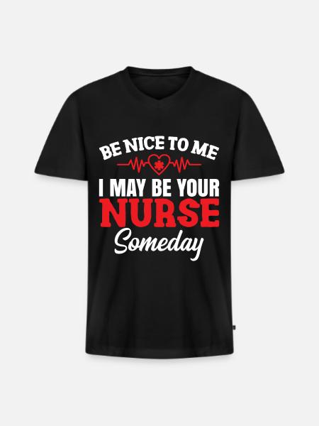 Infirmière sois gentille avec moiInfirmière - T-shirt encolure en V Premium bio Homme - noir