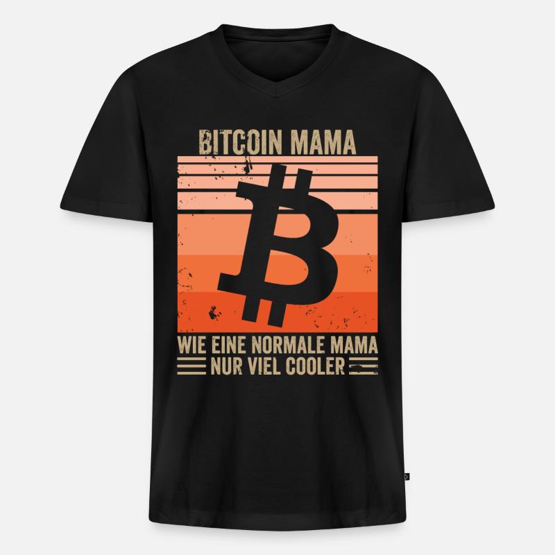Bitcoin Mama - Männer Premium Bio T-Shirt mit V-Ausschnitt - Schwarz