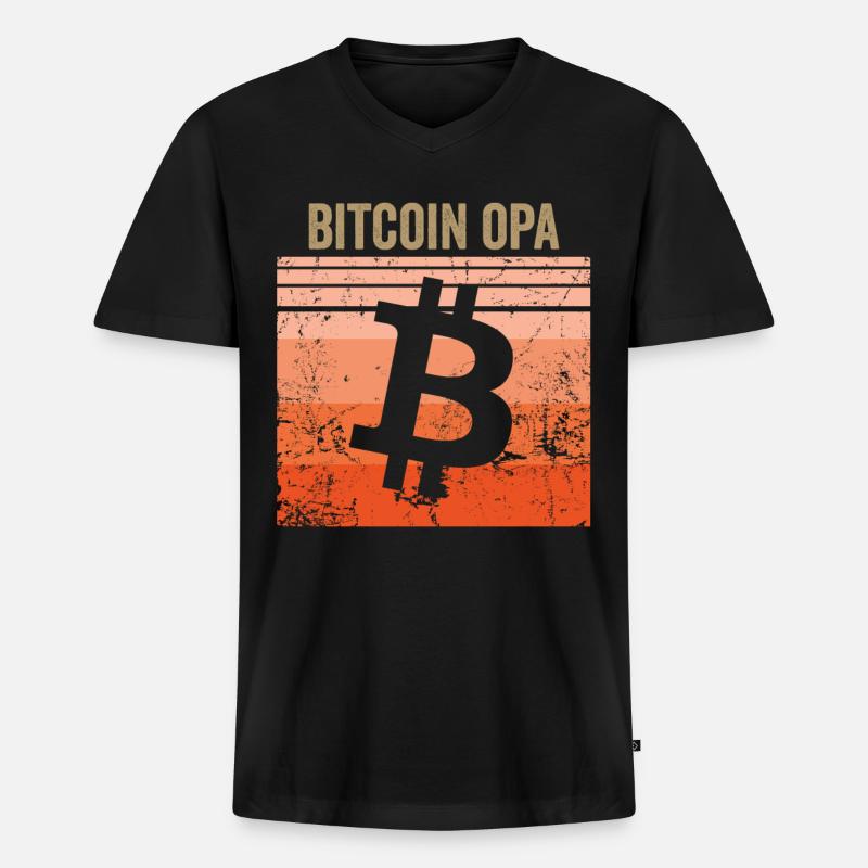 Bitcoin Opa - Männer Premium Bio T-Shirt mit V-Ausschnitt - Schwarz