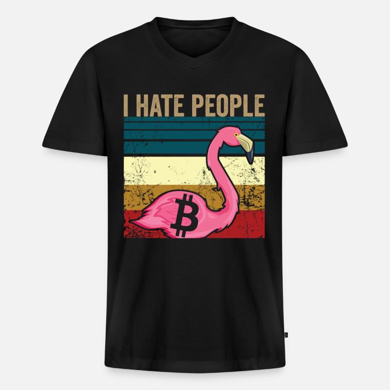 I hate people | Bitcoin - Männer Premium Bio T-Shirt mit V-Ausschnitt - Schwarz