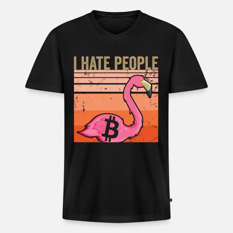 I hate people | Bitcoin - Männer Premium Bio T-Shirt mit V-Ausschnitt - Schwarz