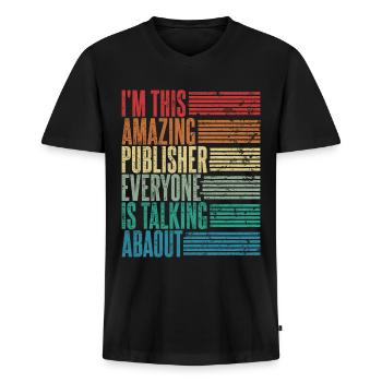 Vintage Publisher Publisher Gift Retro - Men's Premium Organic T-shirt with V-neck - black - Front - Nico (187cm)