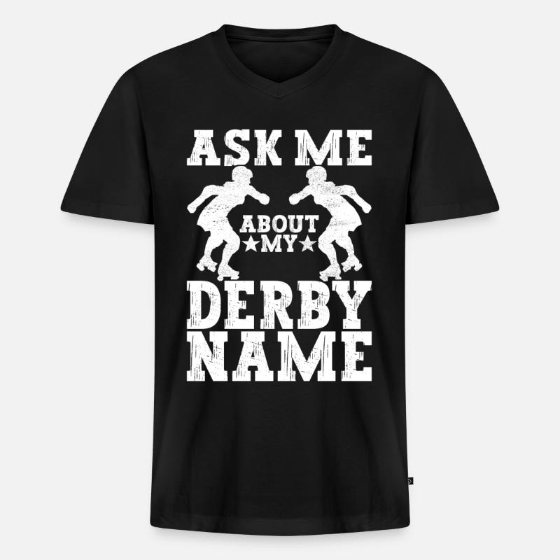 Roller Derby - Männer Premium Bio T-Shirt mit V-Ausschnitt - Schwarz