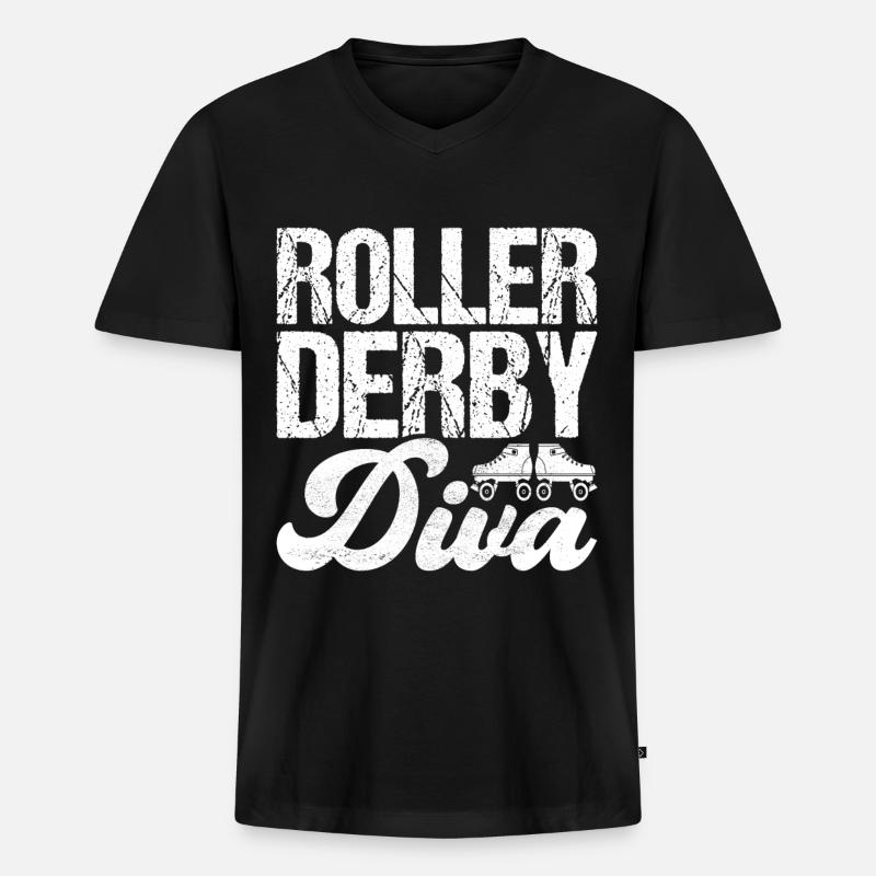 Roller Derby - Männer Premium Bio T-Shirt mit V-Ausschnitt - Schwarz