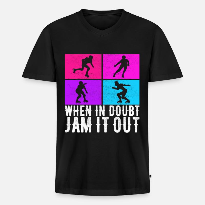 Roller Derby - Männer Premium Bio T-Shirt mit V-Ausschnitt - Schwarz