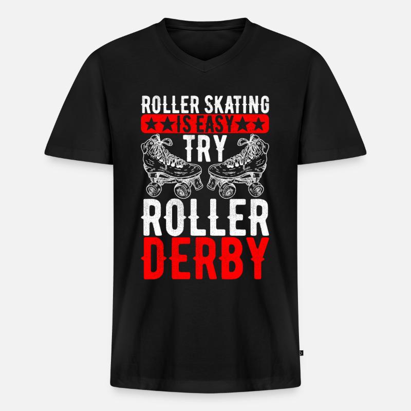 Roller Derby - Männer Premium Bio T-Shirt mit V-Ausschnitt - Schwarz