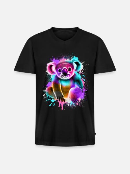 Koala - Men's Premium Organic T-shirt with V-neck - black