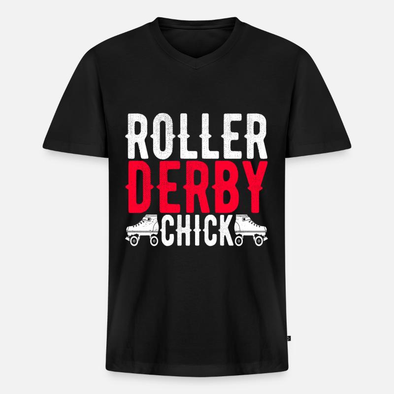 Roller Derby - Männer Premium Bio T-Shirt mit V-Ausschnitt - Schwarz