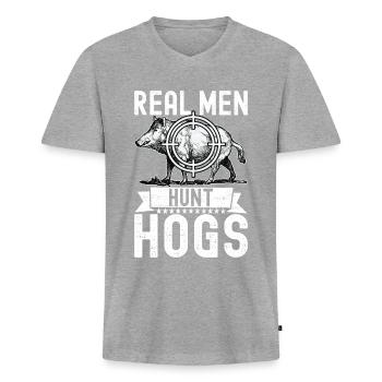 Hunters Wild Boar Hunting - Men's Premium Organic T-shirt with V-neck - heather grey - Front
