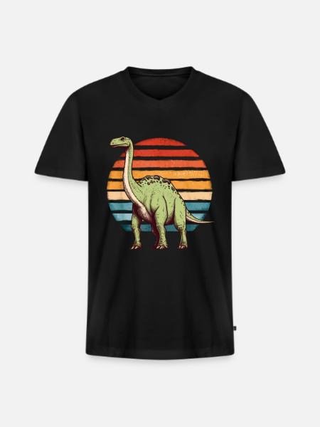 Brachiosaurus Dinosaur Dino Paleontologist - Men's Premium Organic T-shirt with V-neck - black