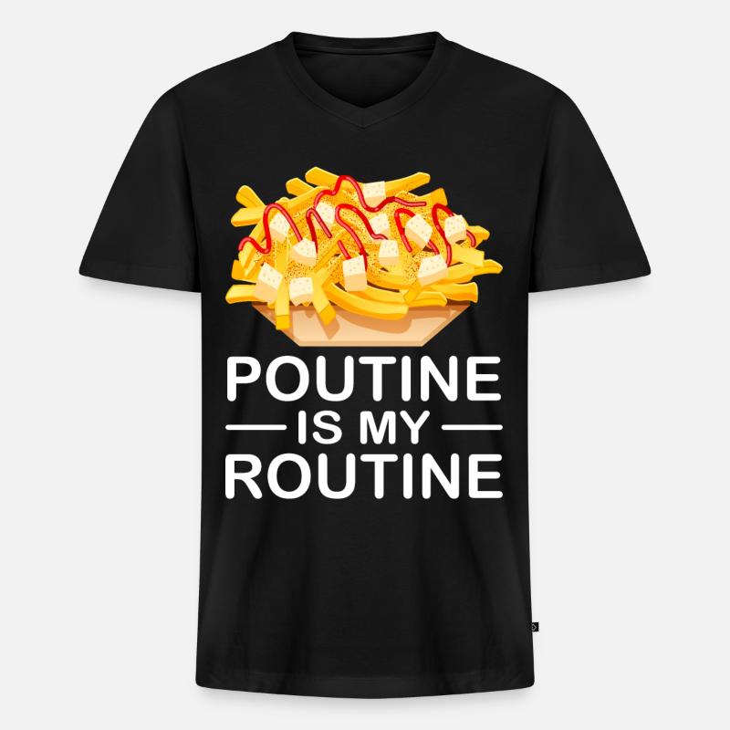 Poutine Canada Restauration rapide spécialisée - T-shirt encolure en V Premium bio Homme - noir