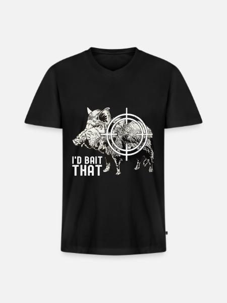 Jäger Wildschwein Jagen - Männer Premium Bio T-Shirt mit V-Ausschnitt - Schwarz