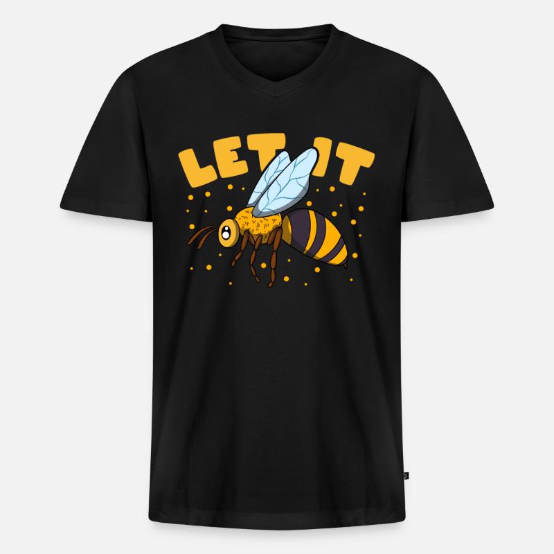 Let it Bee - Männer Premium Bio T-Shirt mit V-Ausschnitt - Schwarz