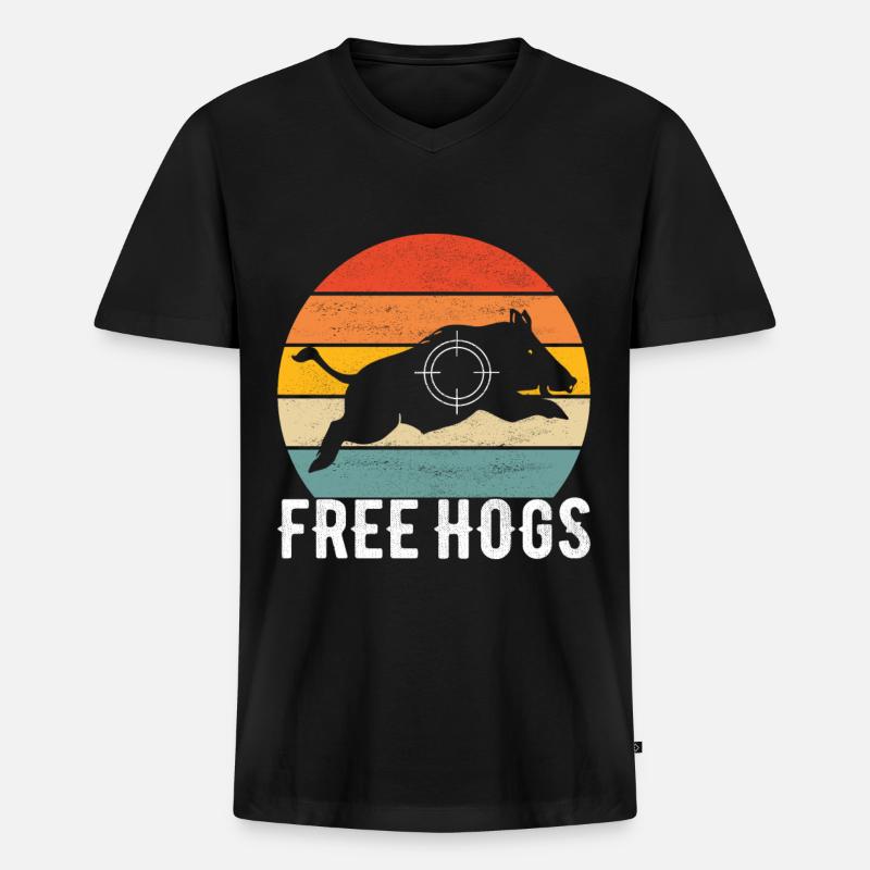 Jäger Wildschwein Jagen - Männer Premium Bio T-Shirt mit V-Ausschnitt - Schwarz