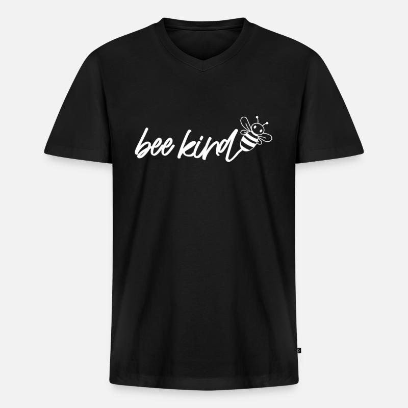 Bee Kind - Männer Premium Bio T-Shirt mit V-Ausschnitt - Schwarz