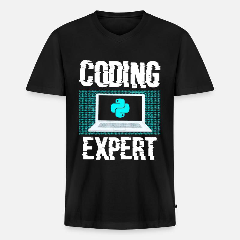 Coding Experte Coder Programmieren Programmierer - Männer Premium Bio T-Shirt mit V-Ausschnitt - Schwarz