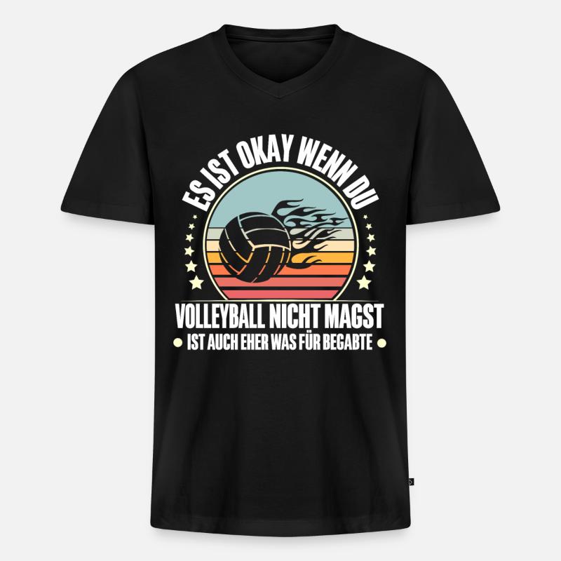 Volleyball - Männer Premium Bio T-Shirt mit V-Ausschnitt - Schwarz