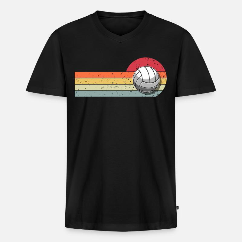 Volleyball - Männer Premium Bio T-Shirt mit V-Ausschnitt - Schwarz