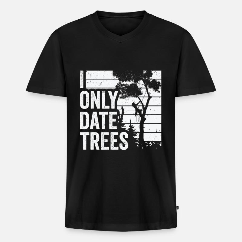 Baumpfleger Baumschneider Kettensäge Holzfäller - Männer Premium Bio T-Shirt mit V-Ausschnitt - Schwarz