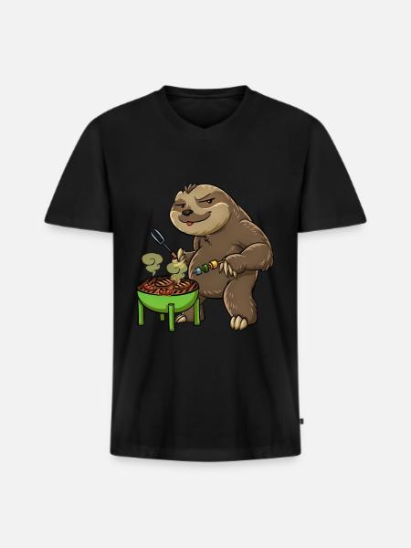 Crickets Sloth - Men's Premium Organic T-shirt with V-neck - black