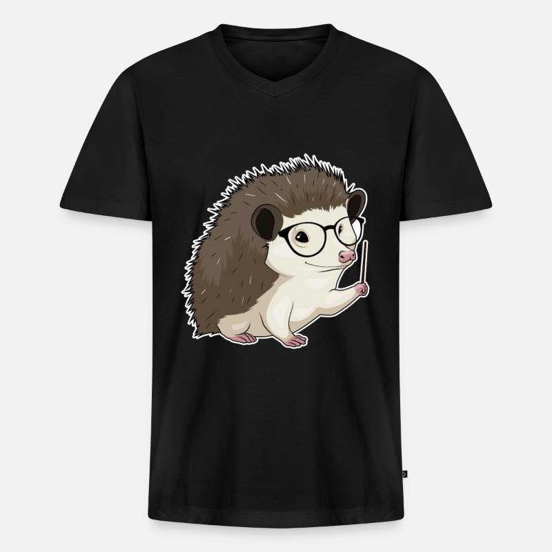Igel Lehrer Pointer - Männer Premium Bio T-Shirt mit V-Ausschnitt - Schwarz