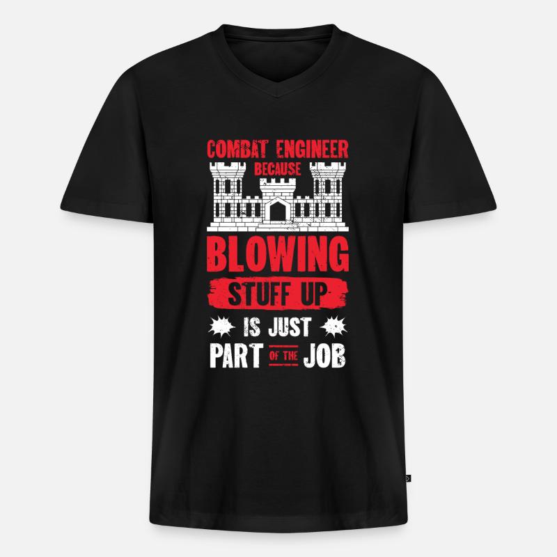 Combat Engineer Engineering Armee - Männer Premium Bio T-Shirt mit V-Ausschnitt - Schwarz