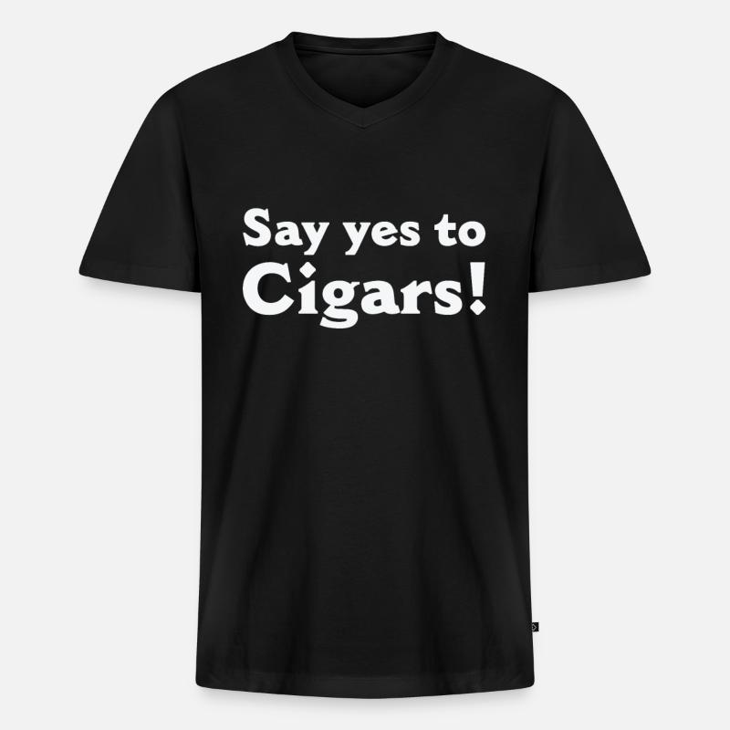 Zigarre Rauchen Zigarren Raucher - Männer Premium Bio T-Shirt mit V-Ausschnitt - Schwarz