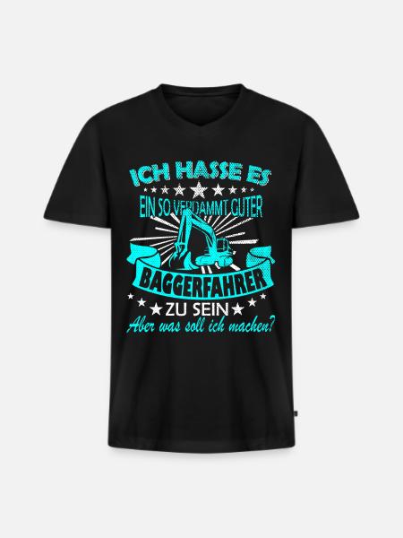 Baggerfahrer Spruch - Männer Premium Bio T-Shirt mit V-Ausschnitt - Schwarz