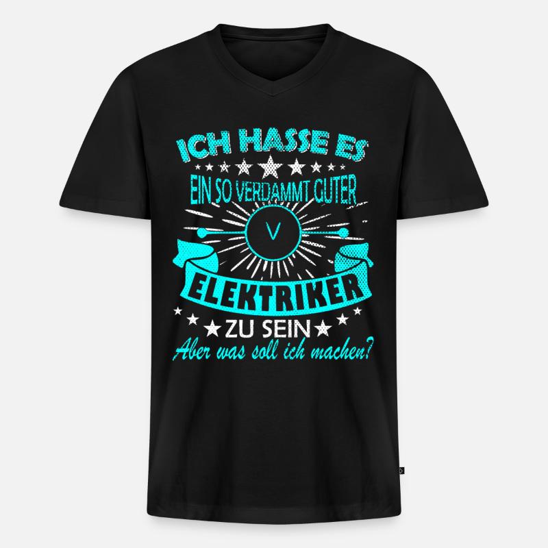 Elektriker Spruch - Männer Premium Bio T-Shirt mit V-Ausschnitt - Schwarz