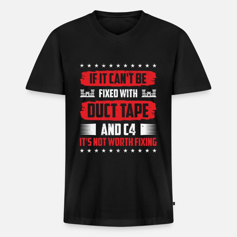 Combat Engineer Engineering Armee - Männer Premium Bio T-Shirt mit V-Ausschnitt - Schwarz