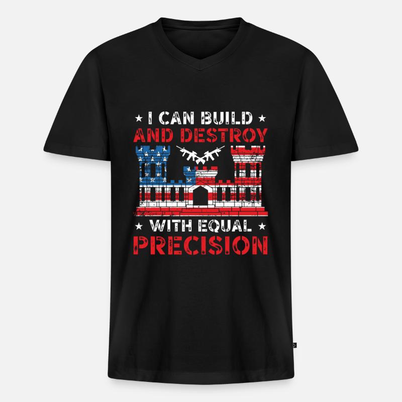 Combat Engineer Engineering Armee - Männer Premium Bio T-Shirt mit V-Ausschnitt - Schwarz