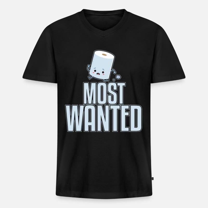Most Wanted - Männer Premium Bio T-Shirt mit V-Ausschnitt - Schwarz