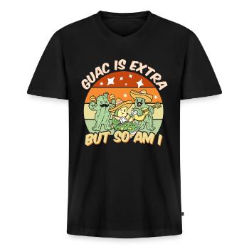 Avocat Guacamole Mexique Mexique Latino - T-shirt encolure en V Premium bio Homme - noir - Devant - Nico (187cm)