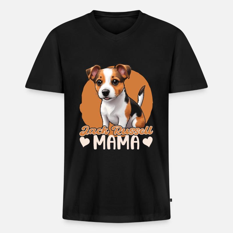 Jack Russell Mama - Männer Premium Bio T-Shirt mit V-Ausschnitt - Schwarz