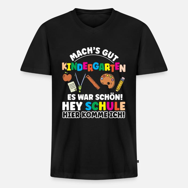 Machs gut Kindergarten Schulkind - Männer Premium Bio T-Shirt mit V-Ausschnitt - Schwarz