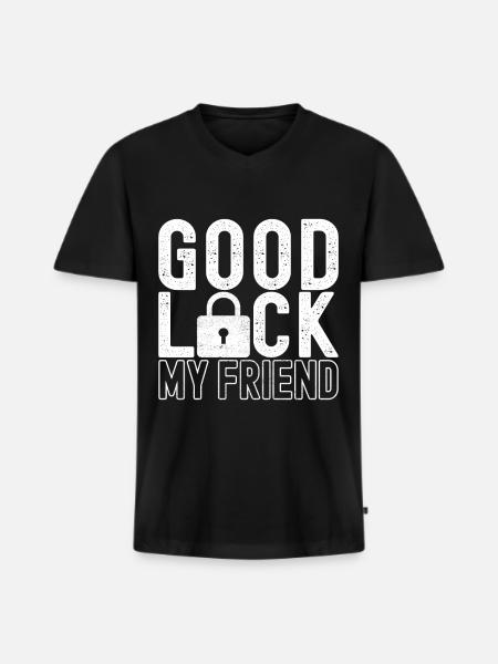 Schlüsseldienst Locksmith Dietrich - Men's Premium Organic T-shirt with V-neck - black