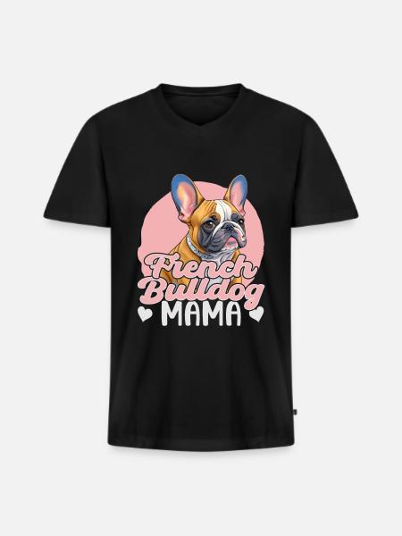 French Bulldog Mama - Men's Premium Organic T-shirt with V-neck - black