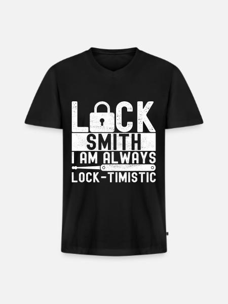 Schlüsseldienst Locksmith Dietrich - Men's Premium Organic T-shirt with V-neck - black