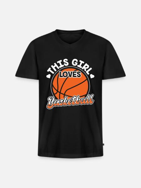 Cette fille aime le basketteur - T-shirt encolure en V Premium bio Homme - noir