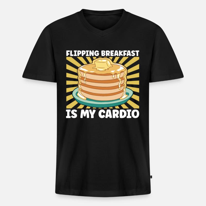 Pancake Breakfast - Männer Premium Bio T-Shirt mit V-Ausschnitt - Schwarz