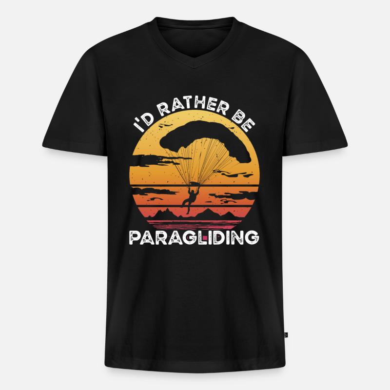 Rather Be Paragliding - Männer Premium Bio T-Shirt mit V-Ausschnitt - Schwarz