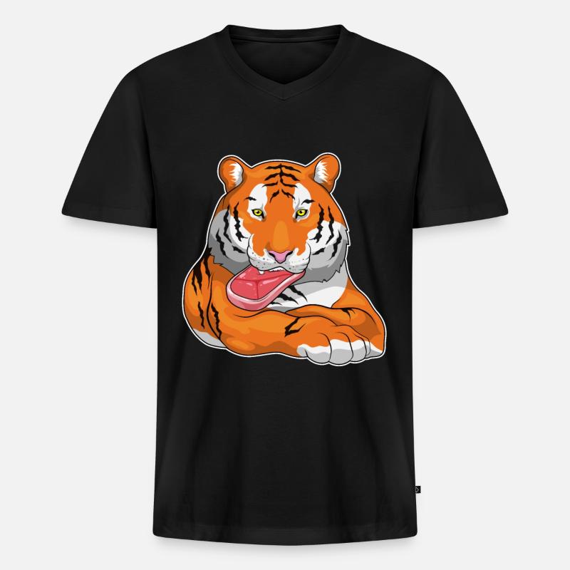 Tiger Fleisch - Männer Premium Bio T-Shirt mit V-Ausschnitt - Schwarz